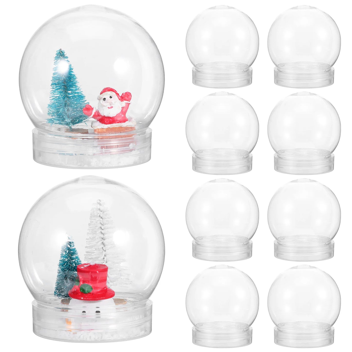 10pcs Christmas Plastic Globes Clear Water Globes