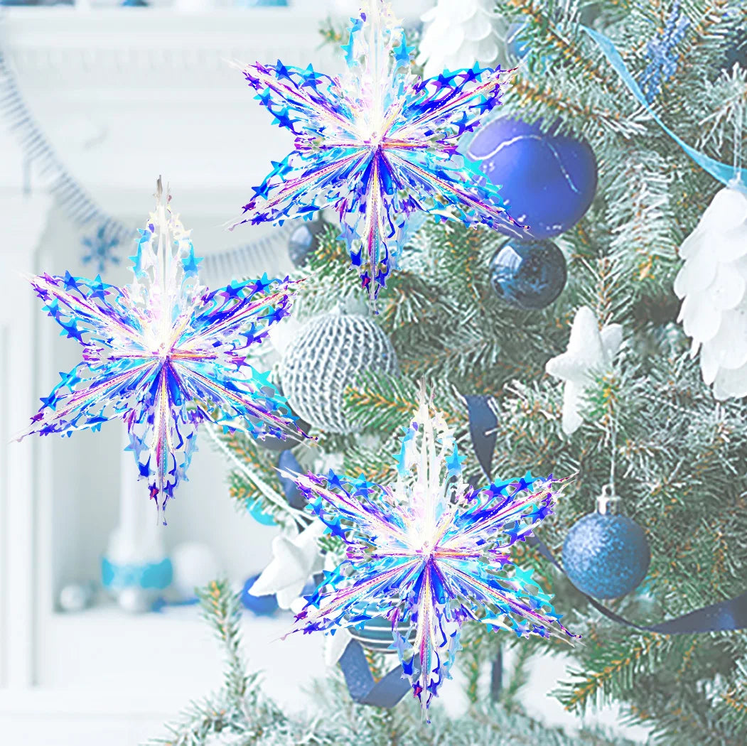 Iridescent Shiny Rainbow Honeycomb Snowflake