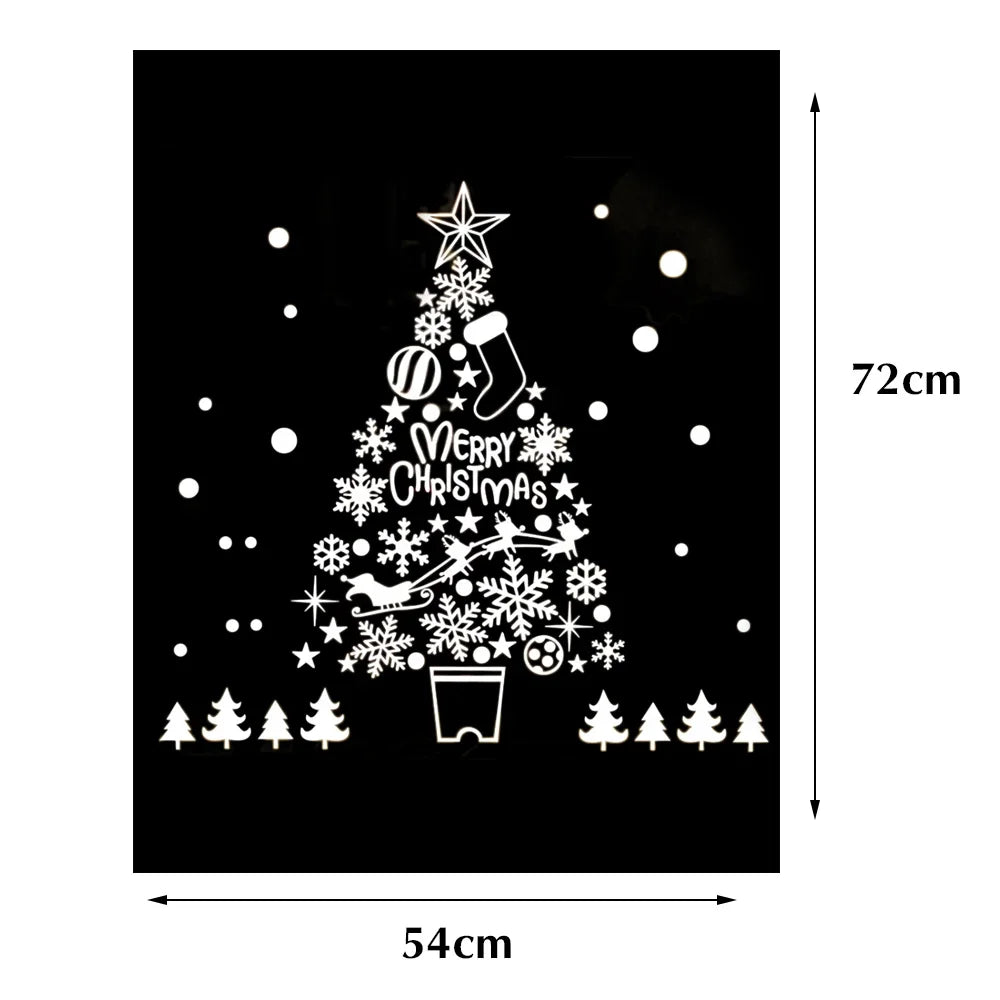 Christmas Santa Claus Snowflake Glass Windows