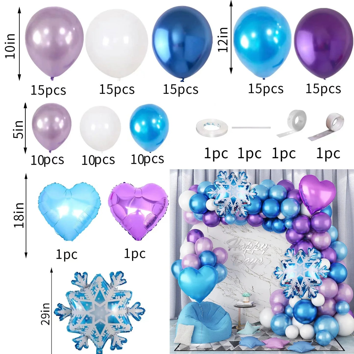 Flash Snowflake Elsa Frozen Arche Ballon Anniversaire