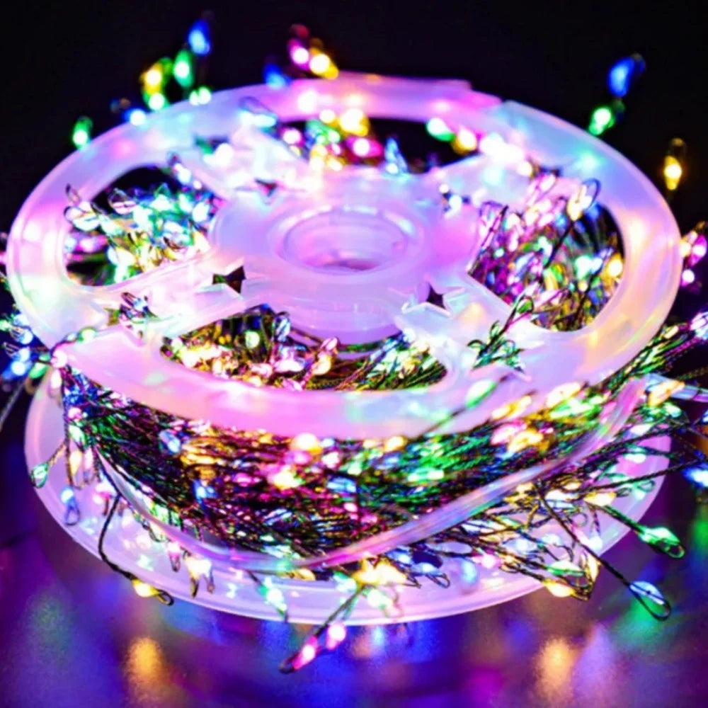 220V EU Plug 30M/50M/75M LED Tree Firecracker Copper