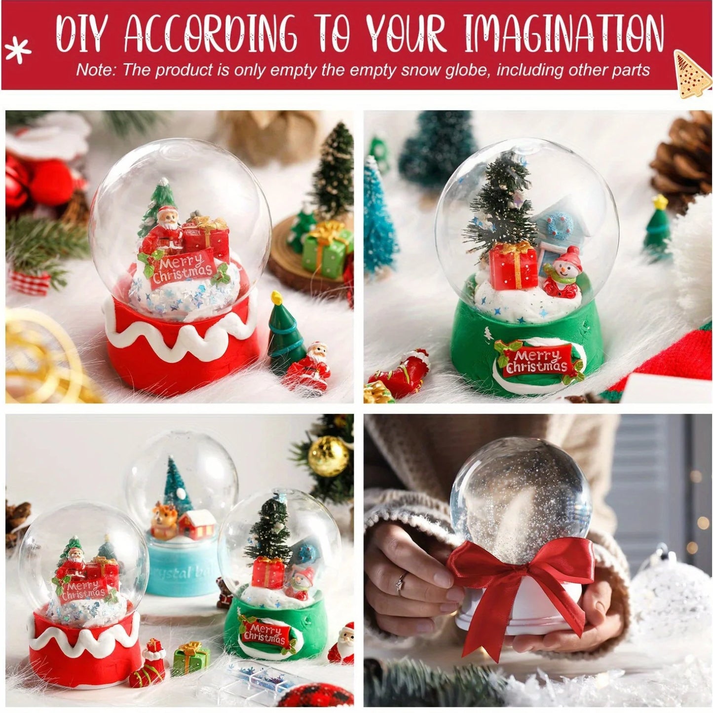 DIY Snow Globe Kit Clear Plastic Christmas Snowman