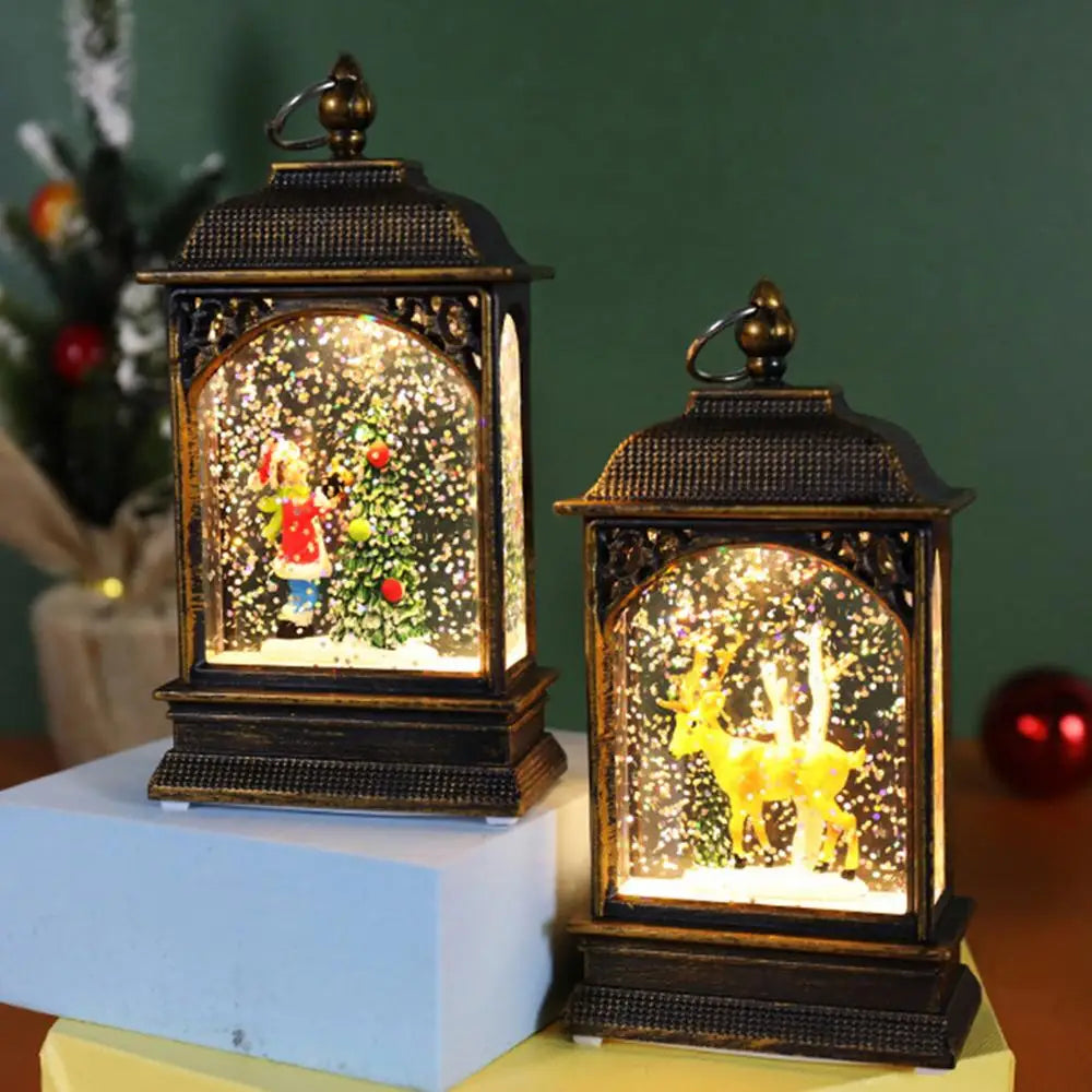 Christmas Snow Globe Lantern Christmas Scene