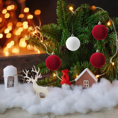 6cm Wine Red Velvet Christmas Balls for Xmas Tree