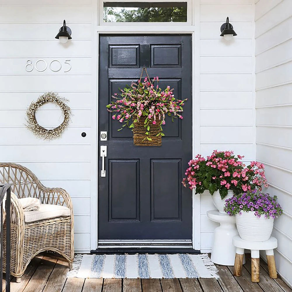 Artificial Flower Wreath Spring Summer Wildflowers Door