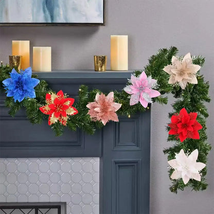 1~20Pcs Glitter Artifical Christmas Flowers Mreey