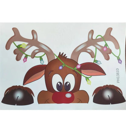 Christmas Window Glass Decal Santa Claus Snowflake