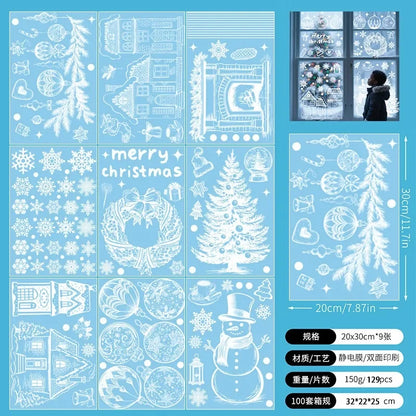 Christmas Wall Stickers Xmas Tree Winter Snowman