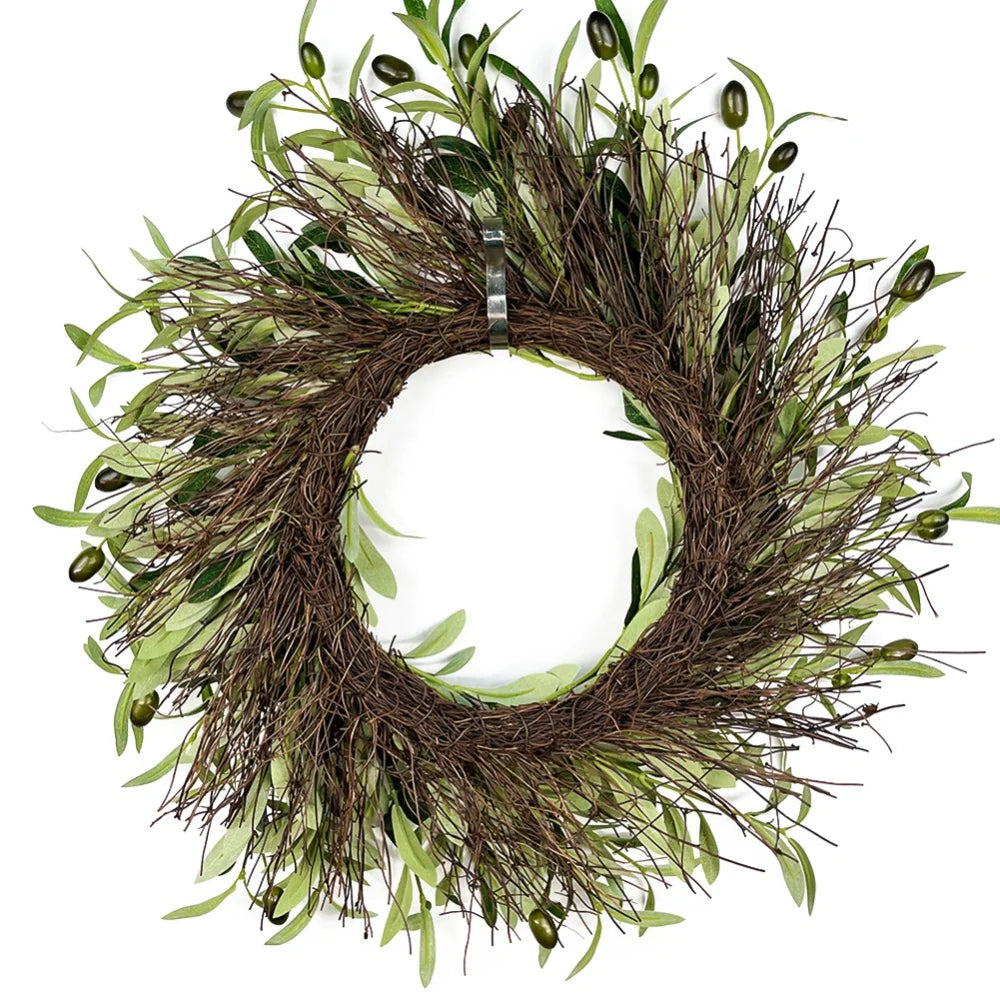 45cm Artificial Green Olive Wreath Greenery Wreath