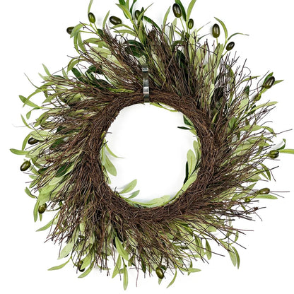 45cm Artificial Green Olive Wreath Greenery Wreath