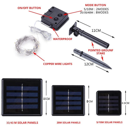 7m/12m/22m/32m LED Solar Light Outdoor Garden