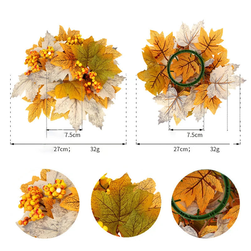 Artificial Maple Leaf Wreath Berry Pumpkin Wreath