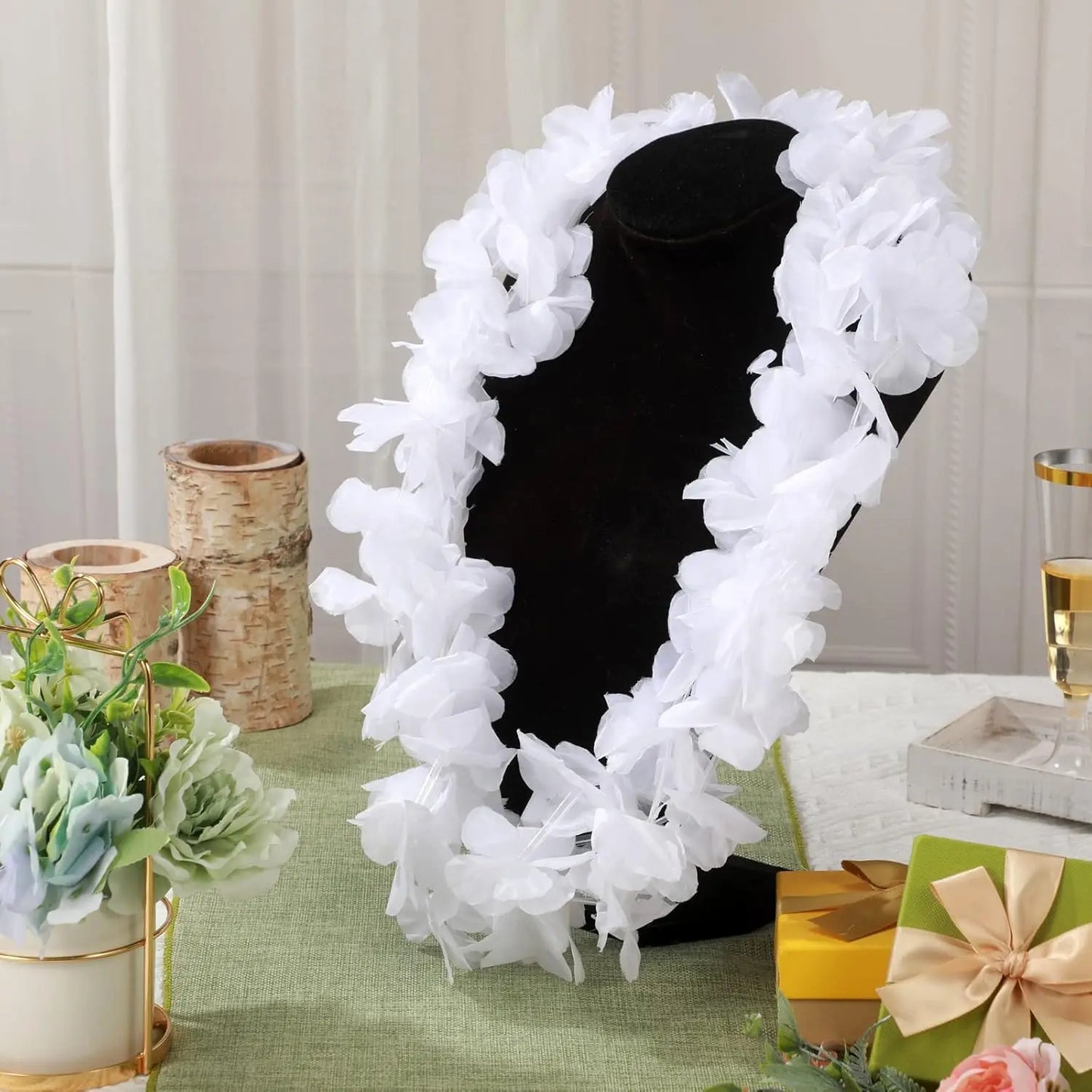 48Pcs White Flower Leis Luau Hawaiian Beach Wedding