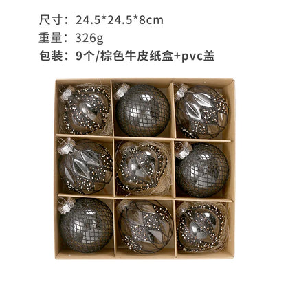 Clear Christmas Balls Ornaments Set 9Pcs 3.15