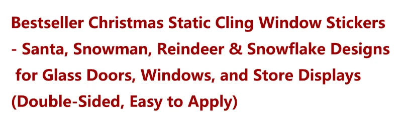 Christmas Window Clings Set Santa Cabin Reindeer