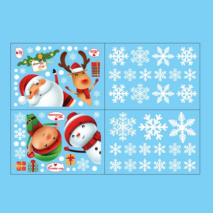 Christmas Window Glass Decal Santa Claus Snowflake