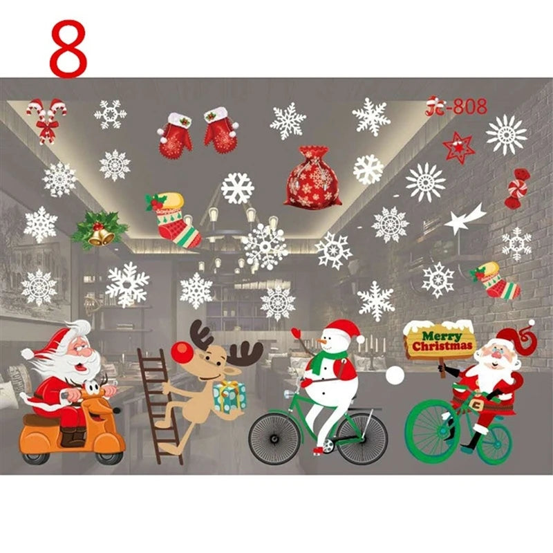 Christmas Window Glass Decal Santa Claus Snowflake