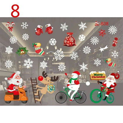 Christmas Window Glass Decal Santa Claus Snowflake