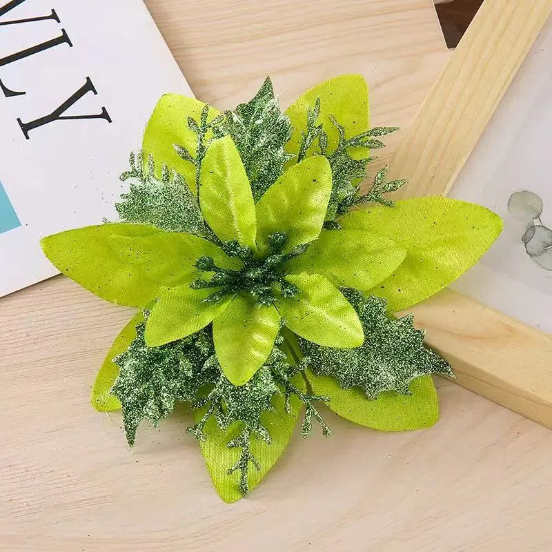 1~20Pcs Glitter Artifical Christmas Flowers Mreey