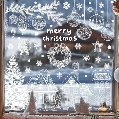 Christmas Wall Stickers Xmas Tree Winter Snowman