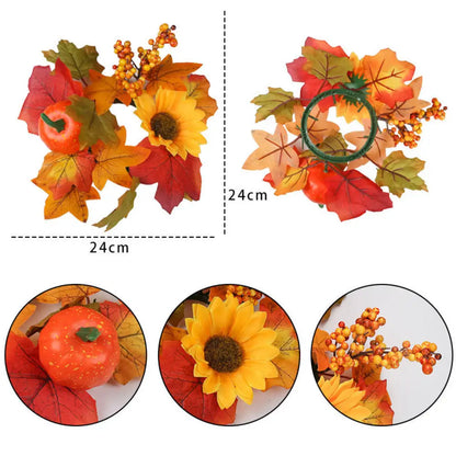 Artificial Maple Leaf Wreath Berry Pumpkin Wreath