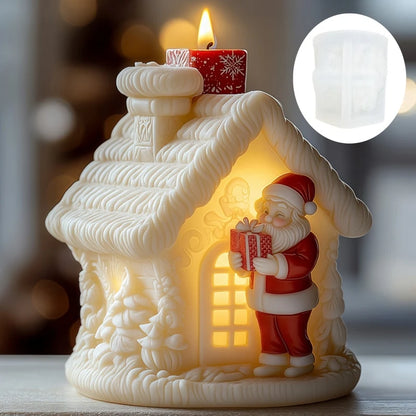 Santa Claus carrying gift relief cylindrical candle silicone