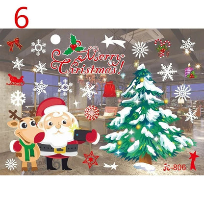 Christmas Window Glass Decal Santa Claus Snowflake