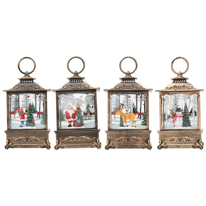 Lighted Christmas Snow Globe Lantern Battery