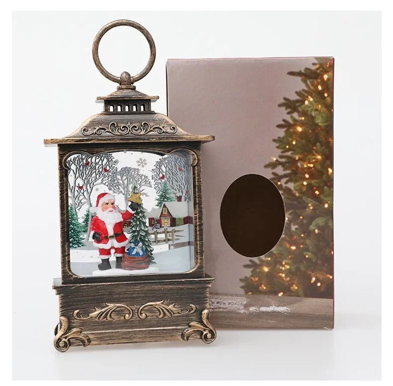 Lighted Christmas Snow Globe Lantern Battery