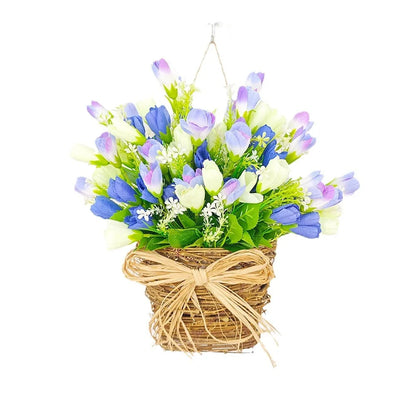 Artificial Flower Wreath Spring Summer Wildflowers Door