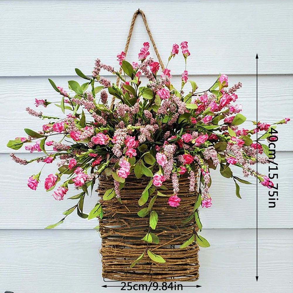Artificial Flower Wreath Spring Summer Wildflowers Door