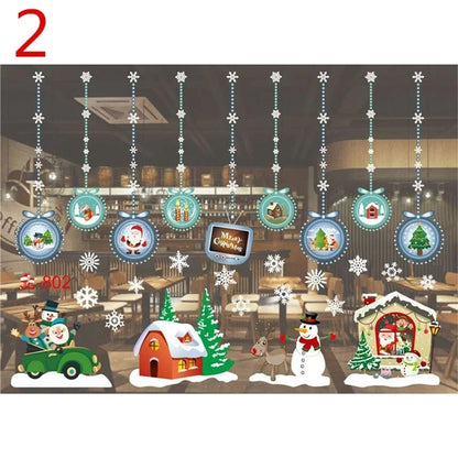 Christmas Window Glass Decal Santa Claus Snowflake
