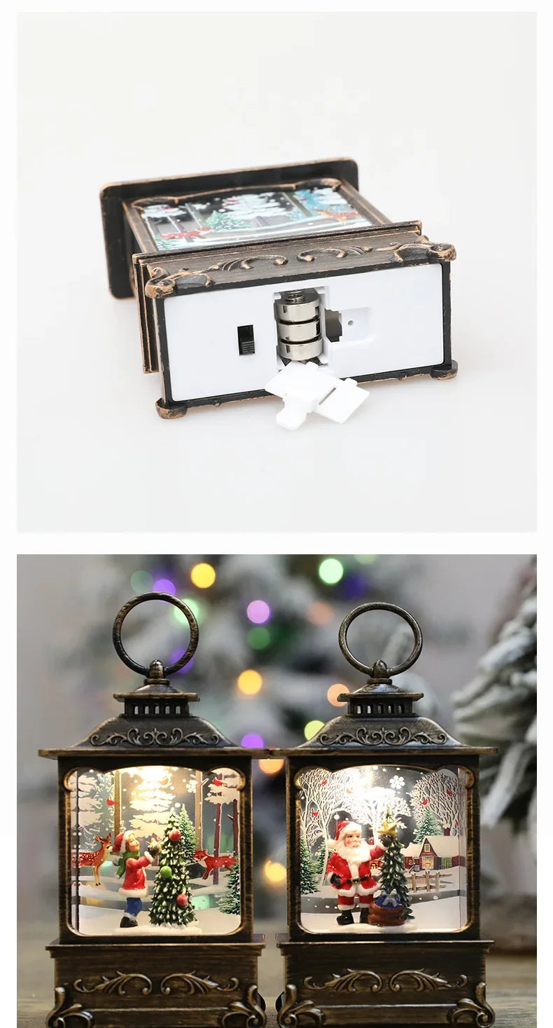 Lighted Christmas Snow Globe Lantern Battery