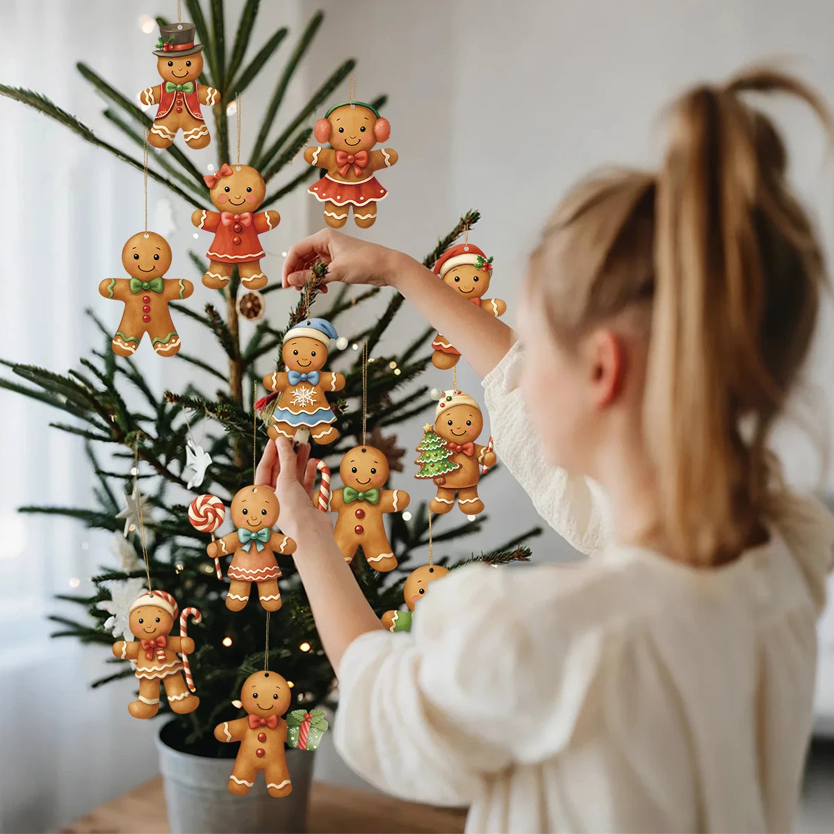 Christmas Wooden Gingerbread Man Pendant Merry