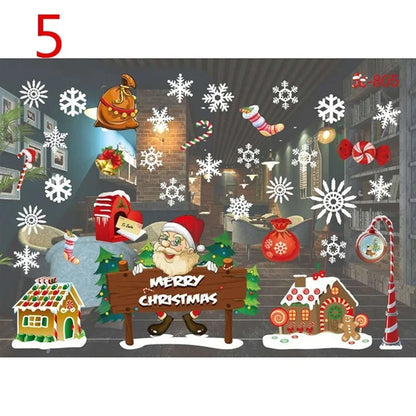 Christmas Window Glass Decal Santa Claus Snowflake