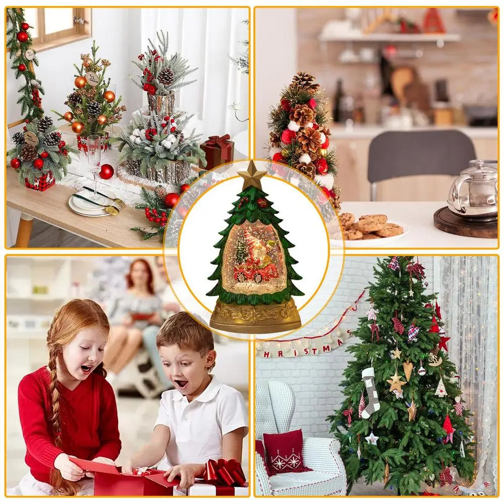 Tree Shape Snow Globe Water Lantern Christmas Snow