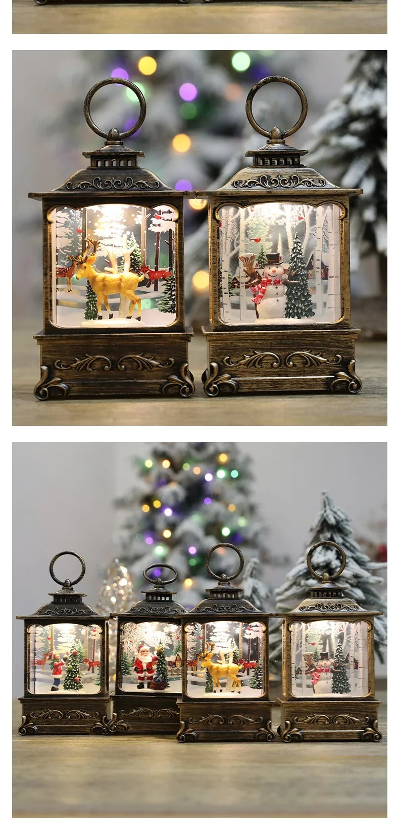 Lighted Christmas Snow Globe Lantern Battery