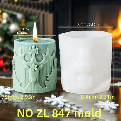 Santa Claus carrying gift relief cylindrical candle silicone