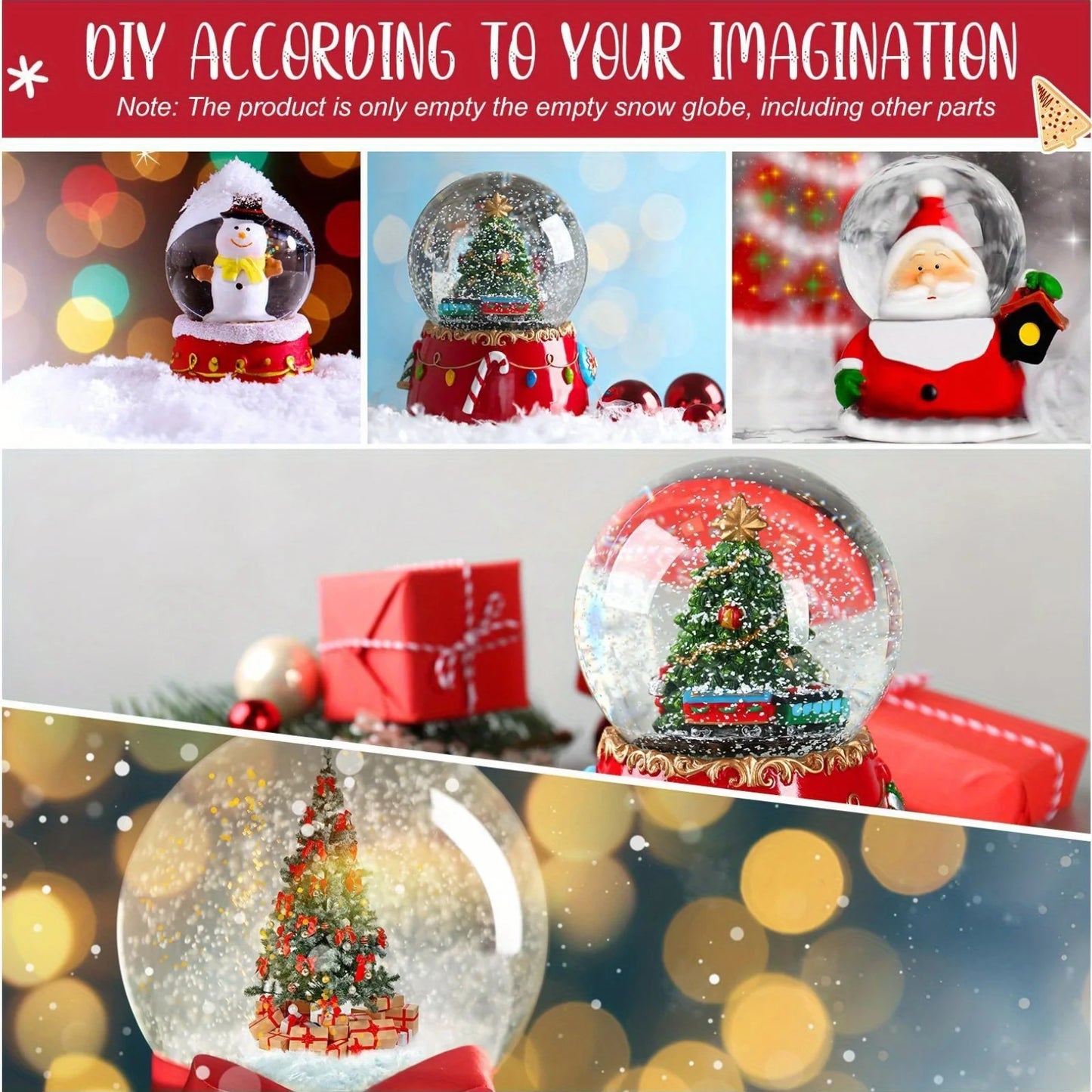 DIY Snow Globe Kit Clear Plastic Christmas Snowman