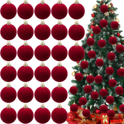 6cm Wine Red Velvet Christmas Balls for Xmas Tree