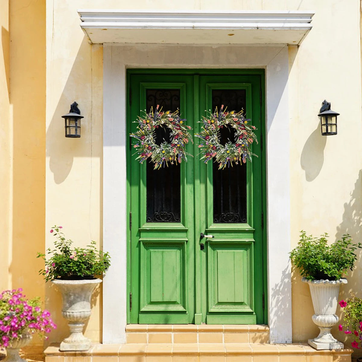 Spring Artificial Flower Wreath Wildflower Floral