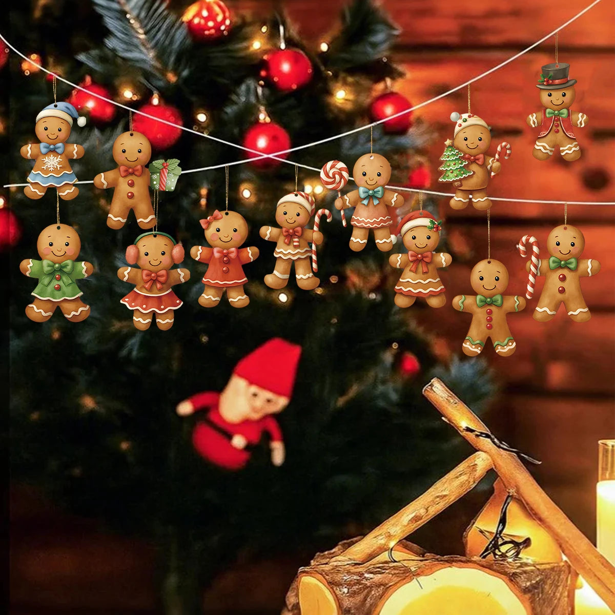 Christmas Wooden Gingerbread Man Pendant Merry