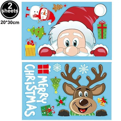 Christmas Santa Claus Window Clings Stickers Xmas