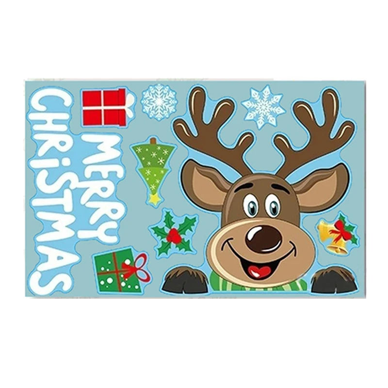 Christmas Window Glass Decal Santa Claus Snowflake