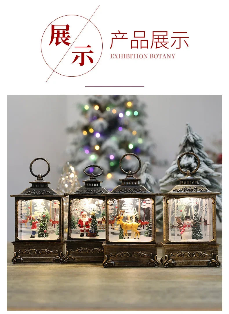 Lighted Christmas Snow Globe Lantern Battery