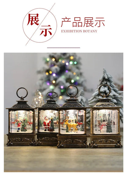 Lighted Christmas Snow Globe Lantern Battery
