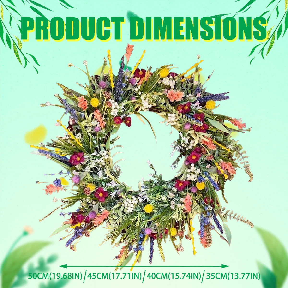 Spring Artificial Flower Wreath Wildflower Floral