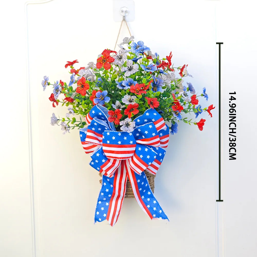 Artificial Flower Wreath Spring Summer Wildflowers Door