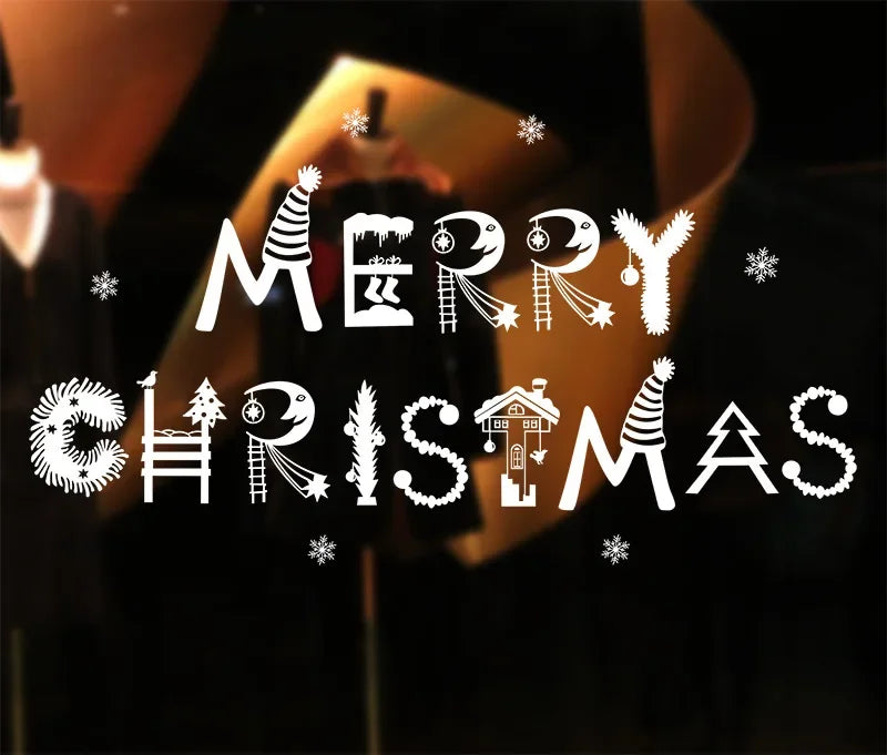 Christmas Santa Claus Snowflake Glass Windows