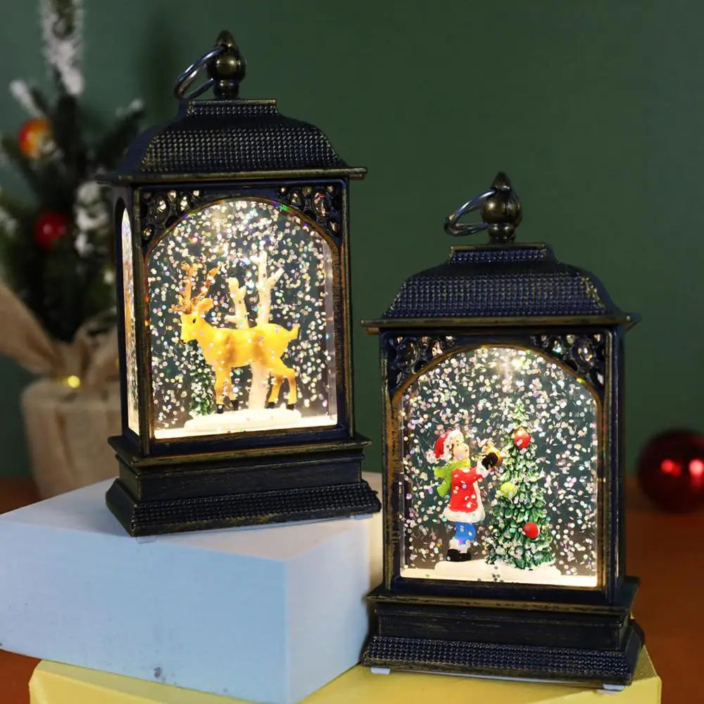 Christmas Snow Globe Lantern Christmas Scene